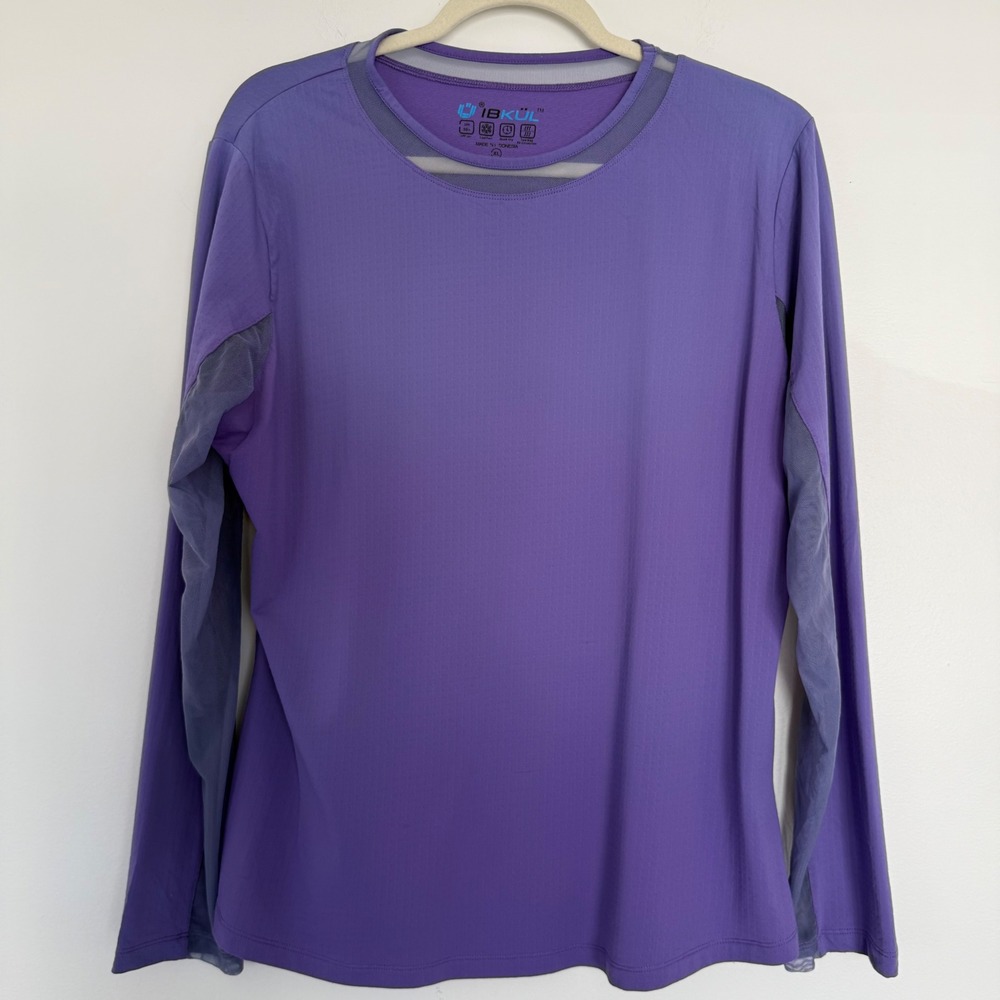 IBKUL‎ UPF 50+ Top Long Sleeve Top XL Purple Rash Guard Gorpecore Outdoor Beach